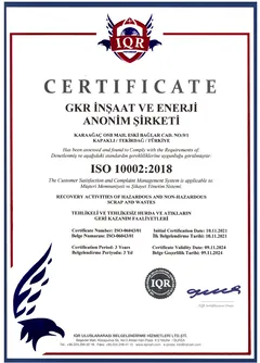 ISO 10002 certificate